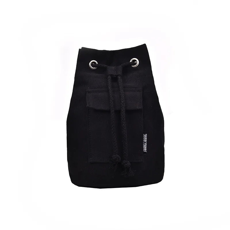 Canvas Drawstring Bucket Bag Single Shoulder Travel Bag