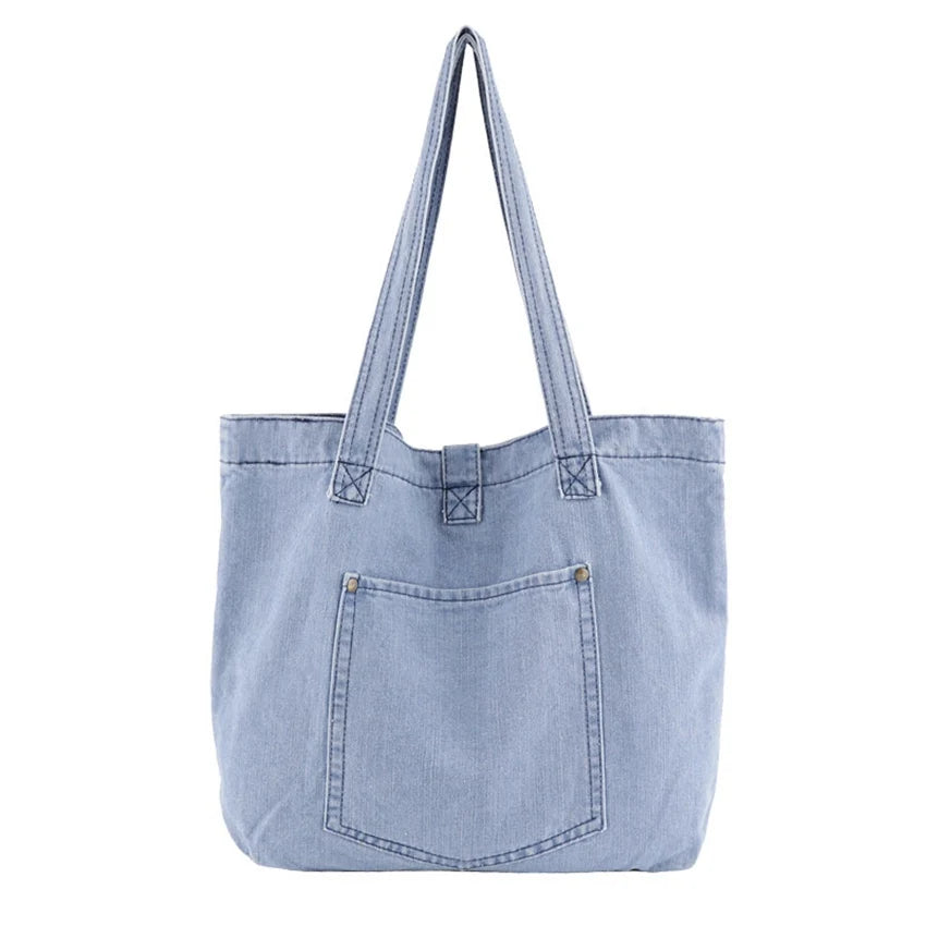 JNKET Denim Tote Bag Handbag Casual Shoulder Bag