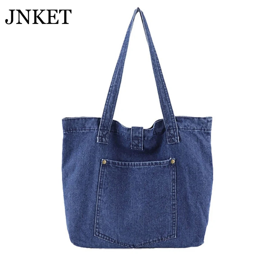 JNKET Denim Tote Bag Handbag Casual Shoulder Bag