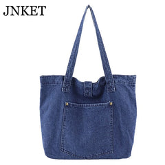 JNKET Denim Tote Bag Handbag Casual Shoulder Bag