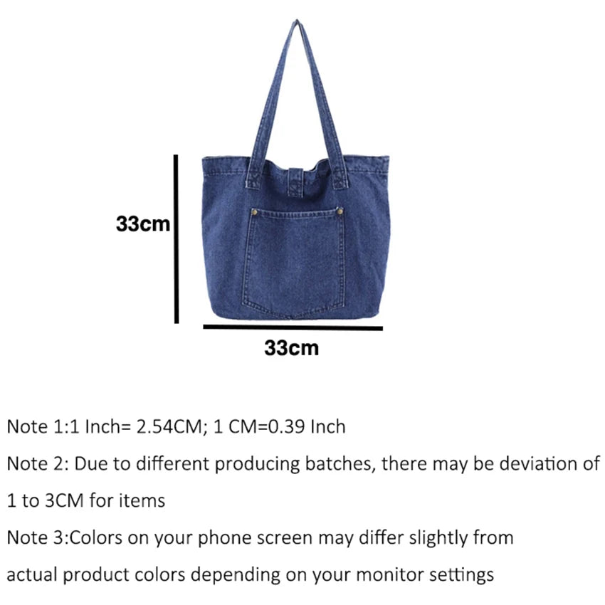 JNKET Denim Tote Bag Handbag Casual Shoulder Bag