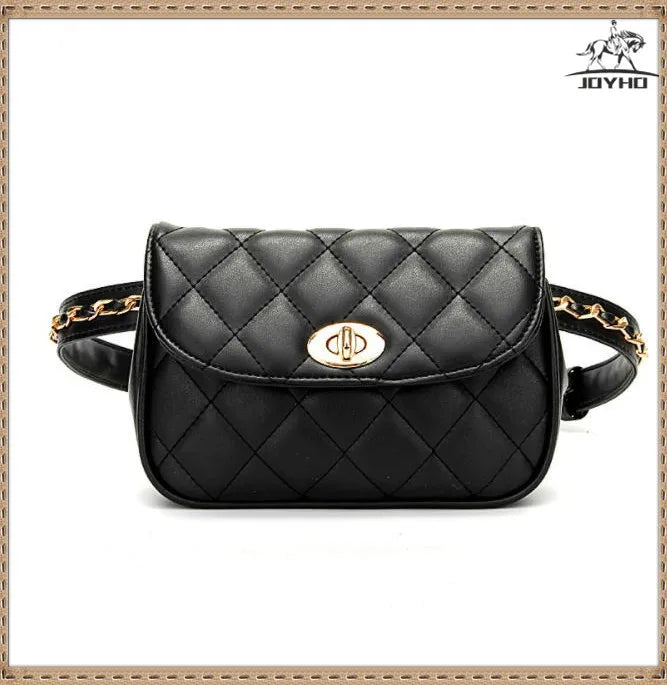 JOYHO Leather Waist Bag Women Fanny Chest Bag Pack Femal Plaid Belt Bags