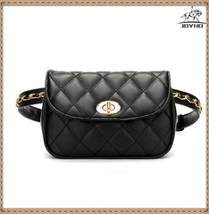 JOYHO Leather Waist Bag Women Fanny Chest Bag Pack Femal Plaid Belt Bags