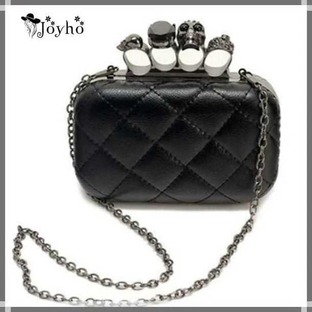 Vintage Plaid Skull Ring Evening Clutch Bag