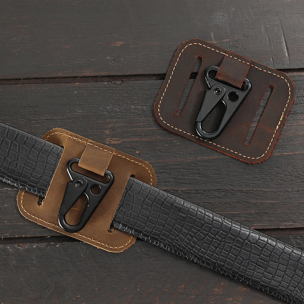 Vintage Leather Keychain Organizer Belt Loop Key Holder for Men