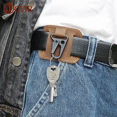 Vintage Leather Keychain Organizer Belt Loop Key Holder for Men