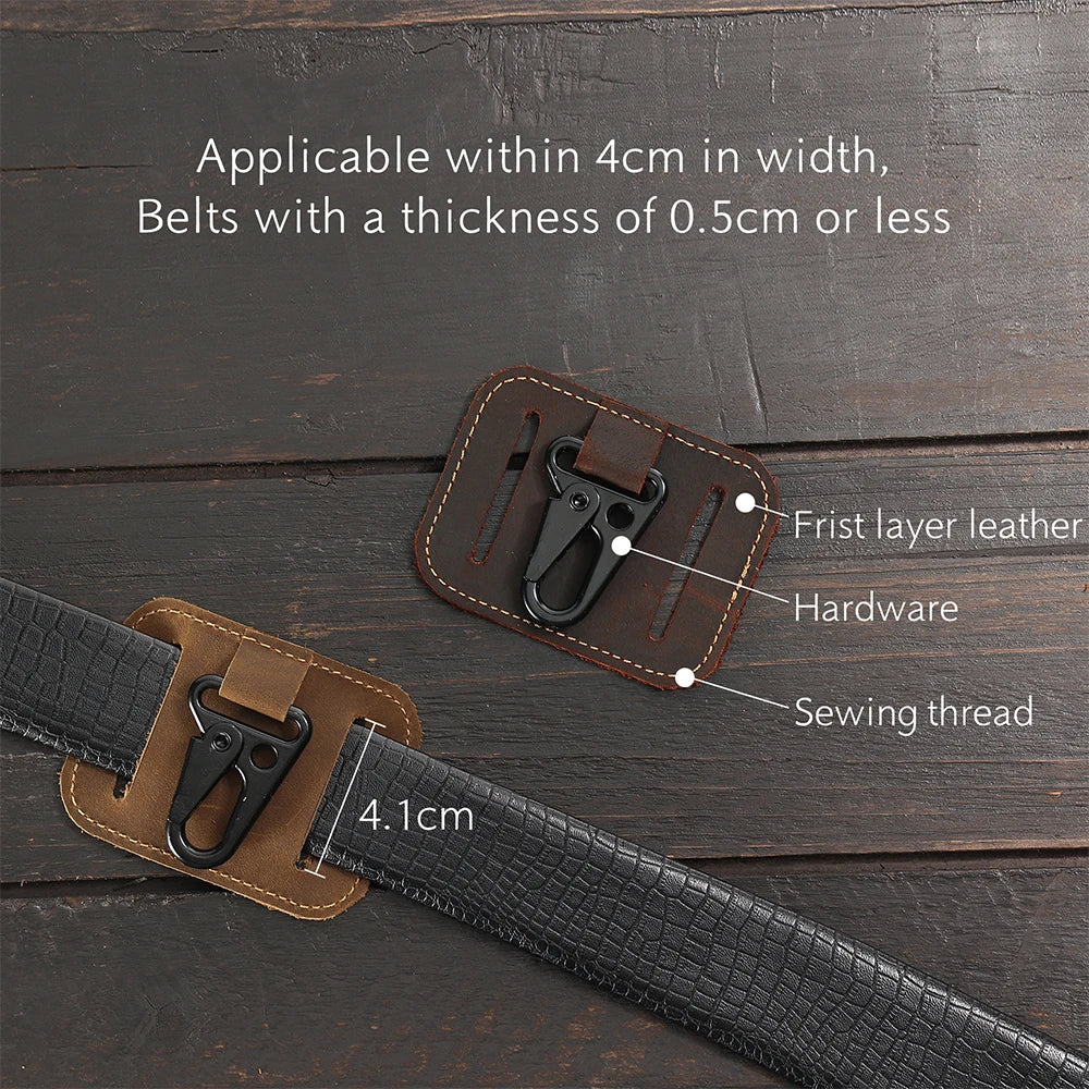 Vintage Leather Keychain Organizer Belt Loop Key Holder for Men