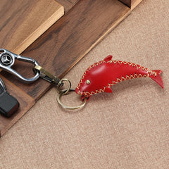 Leather Dolphin Keychain for Women Men Car Key Ring Keychain Vintage Key Holder