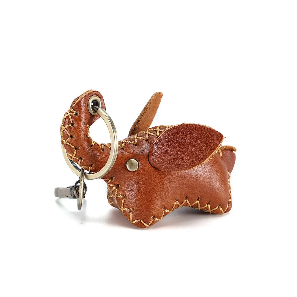 Leather Elephant Keychain Animal Car Key Ring Pendants Ornament