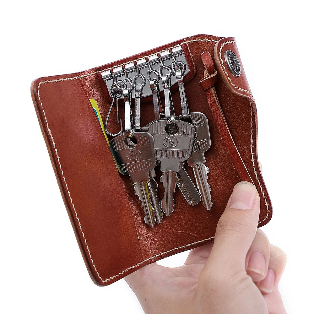 Men's Leather Key Wallet Key Holder Organizer Keychain Purse Keys Case Pouch