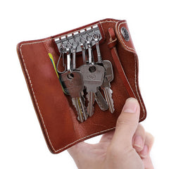 Men's Leather Key Wallet Key Holder Organizer Keychain Purse Keys Case Pouch