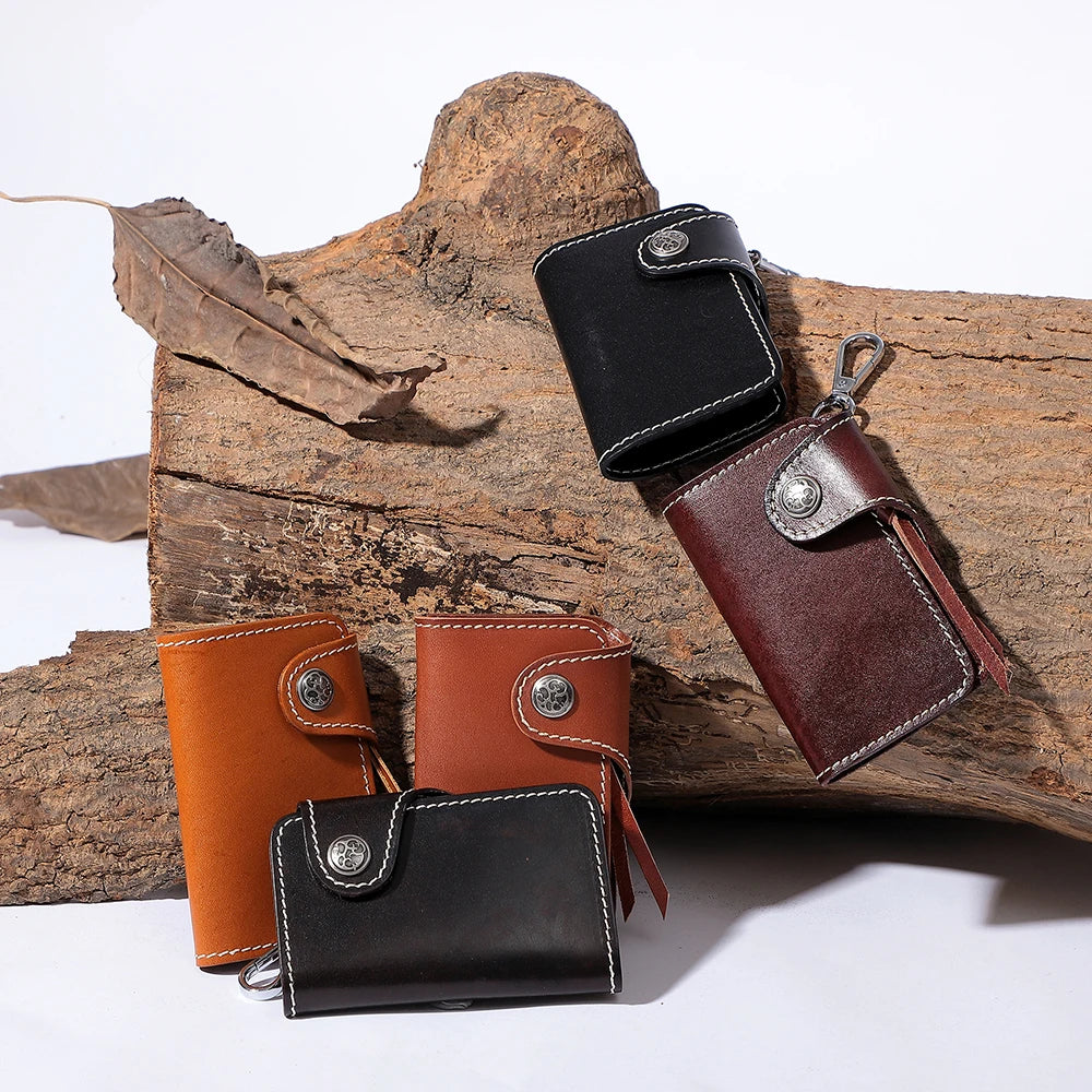 Men's Leather Key Wallet Key Holder Organizer Keychain Purse Keys Case Pouch