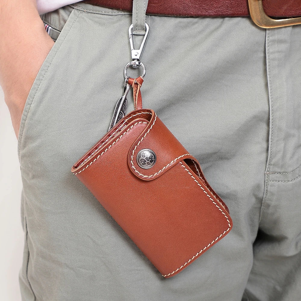 Men's Leather Key Wallet Key Holder Organizer Keychain Purse Keys Case Pouch