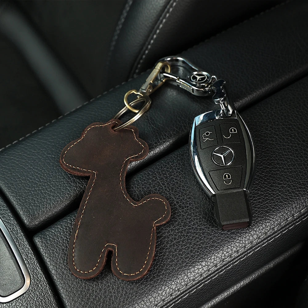 Leather Keychain Men Women Car Key Keyrings Gift