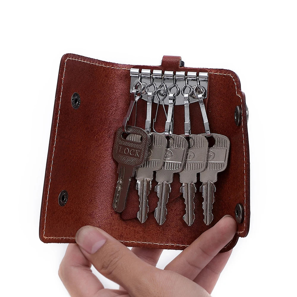 Leather Men Key Wallet Holder Business Organizer