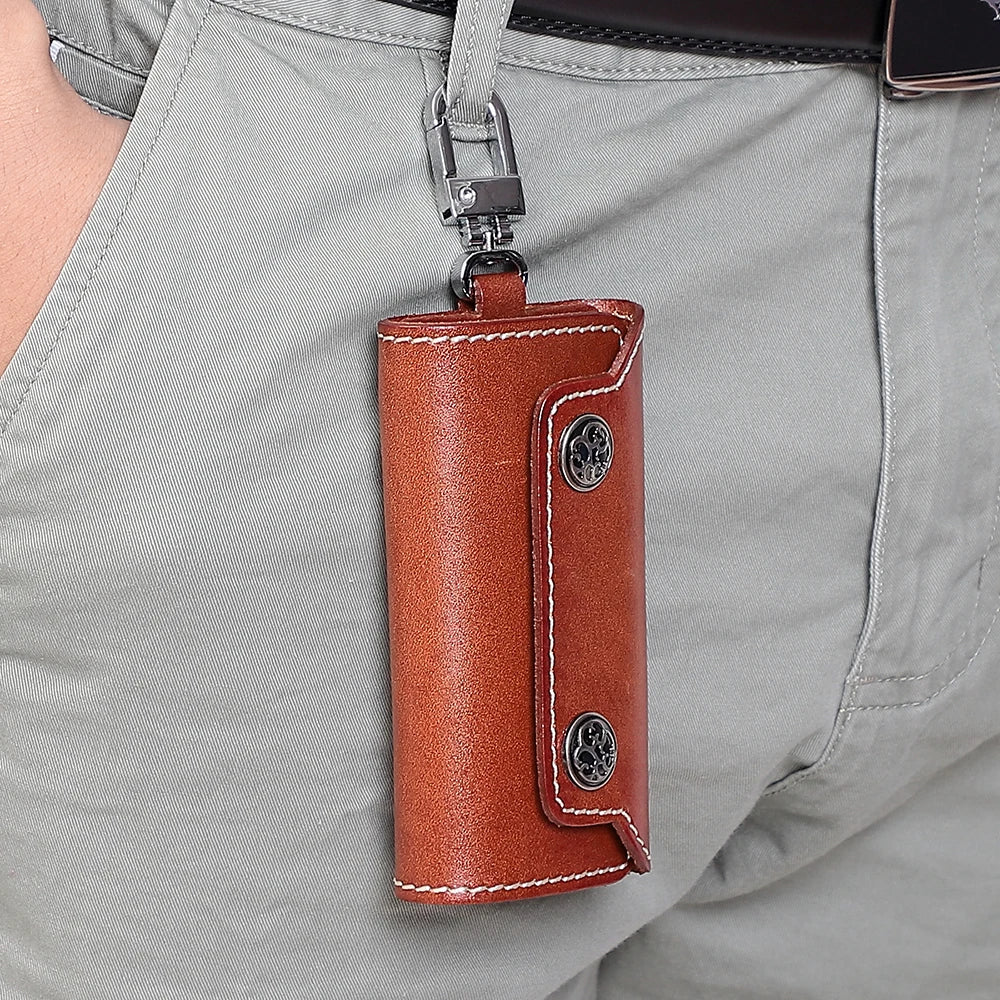 Leather Men Key Wallet Holder Business Organizer