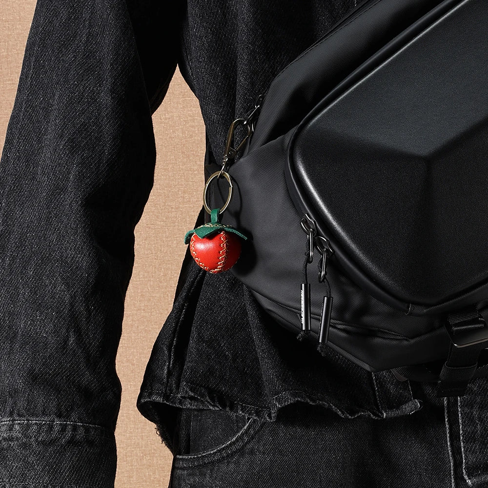 Leather Strawberry Keychain for Women Girls Key Ring Gift