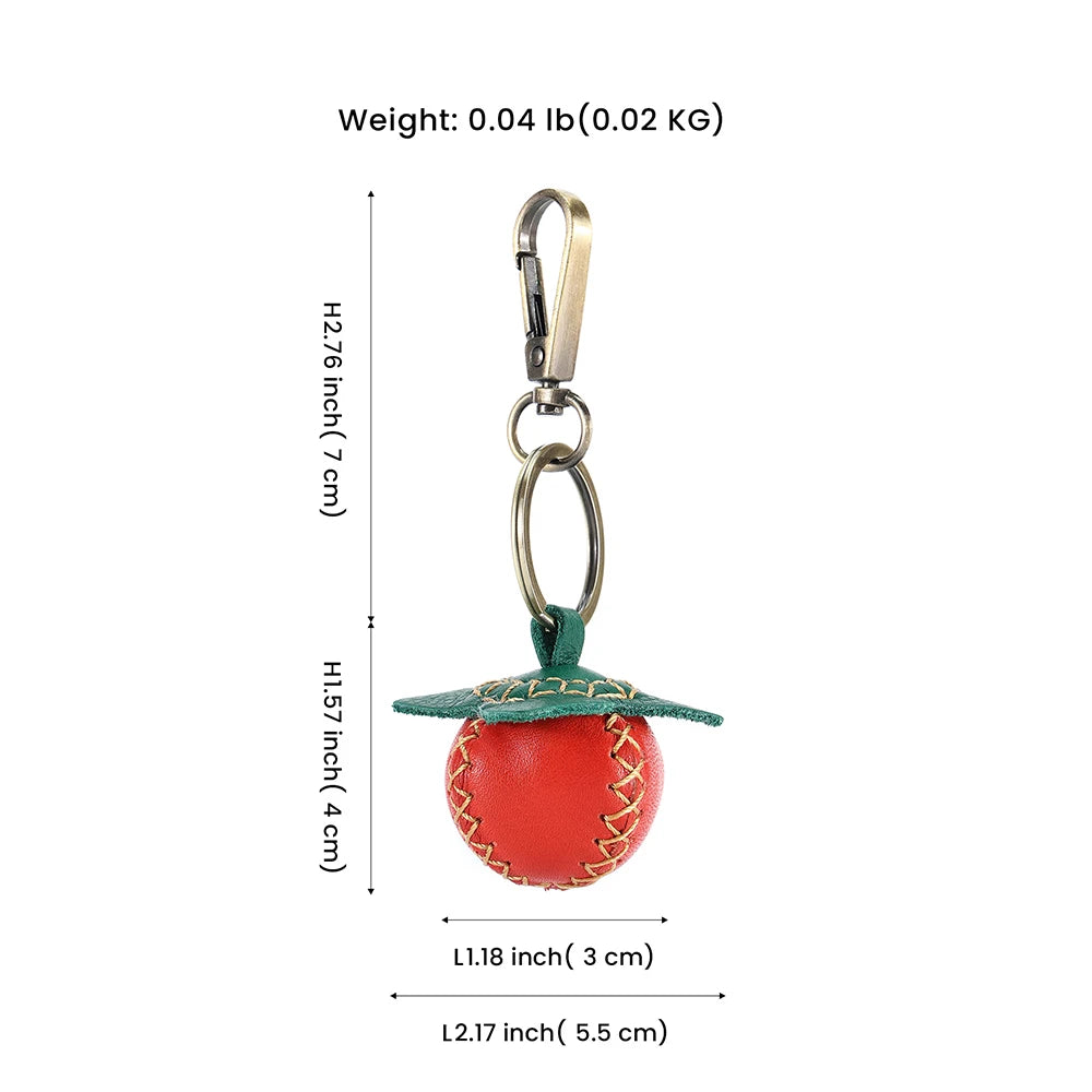 Leather Strawberry Keychain for Women Girls Key Ring Gift