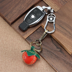 Leather Strawberry Keychain for Women Girls Key Ring Gift