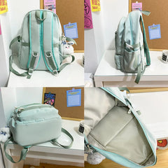 Double Zipper Net Pocket Woman Backpack Waterproof Teen Shoulder Bag