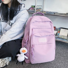 High Capacity Women Backpack Female Multiple Pockets Student Rucksack