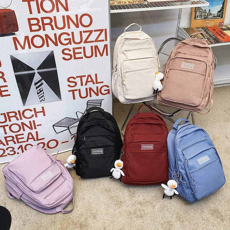 High Capacity Women Backpack Female Multiple Pockets Student Rucksack