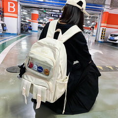Waterproof Double Pocket Buckle Backpack for Teenage Girl Boy