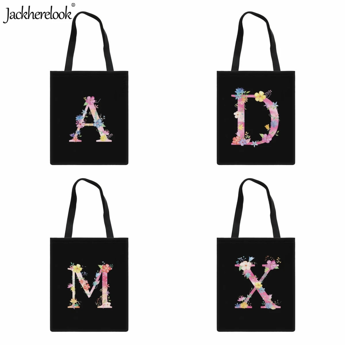 Flower Pattern Tote Bag, Large Capacity Eco Friendly Handbag for Women