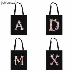 Flower Pattern Tote Bag, Large Capacity Eco Friendly Handbag for Women