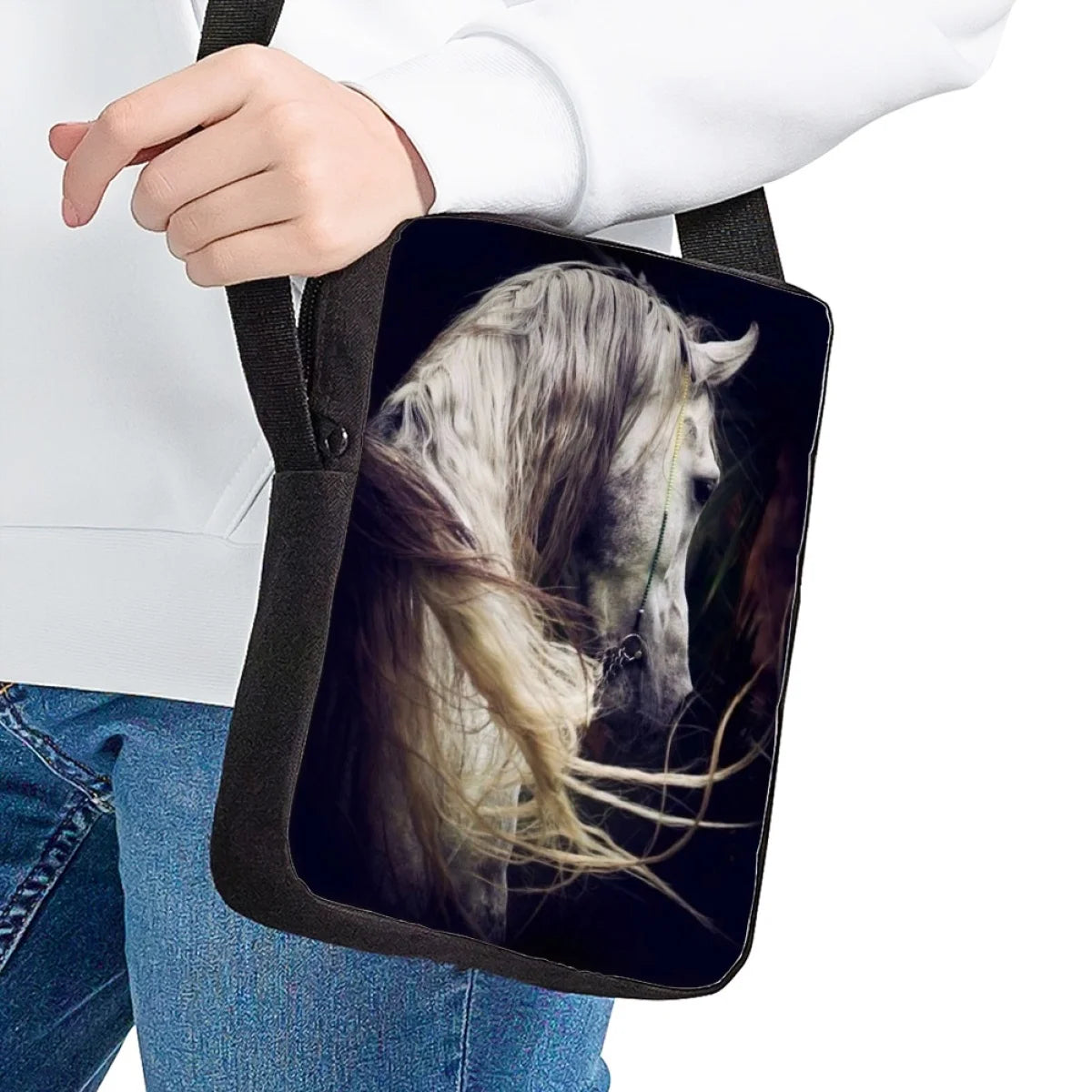 Animal Print School Bag Kids Crossbody Bag Horse Pattern School Bag