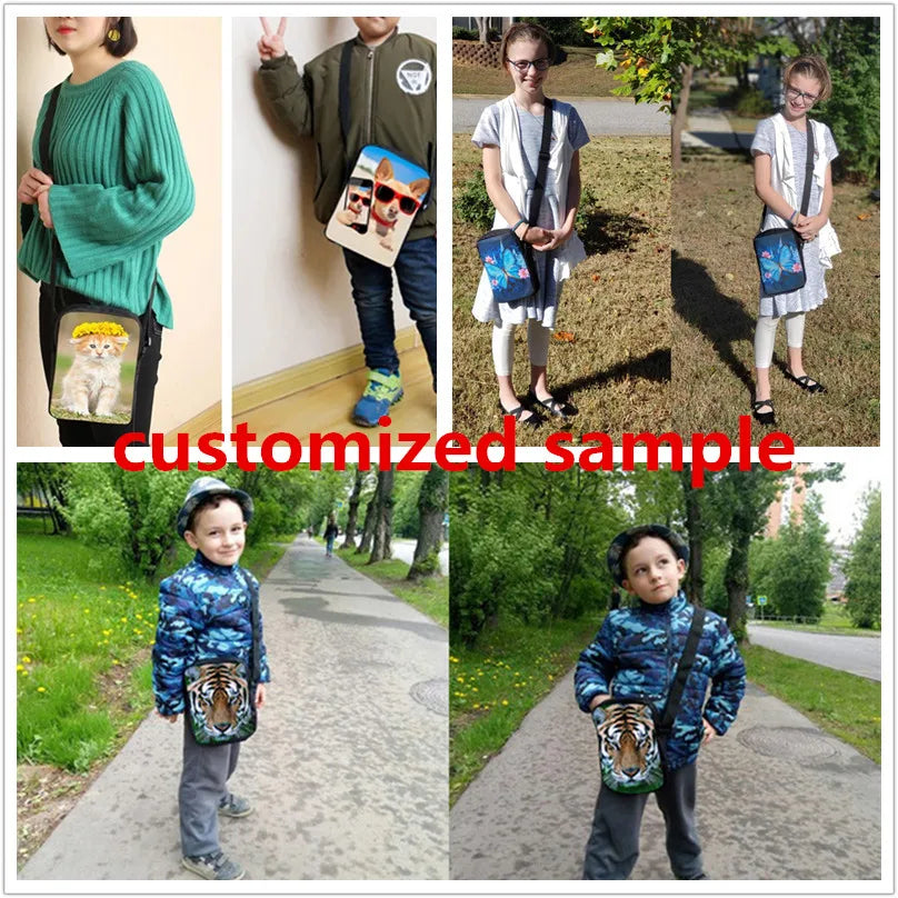 Kids School Bag Horse Pattern 3D Printing Messenger Bag Casual Travel Shoulder B