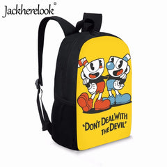 Cartoon Cuphead School Bags Large Capacity Backpacks