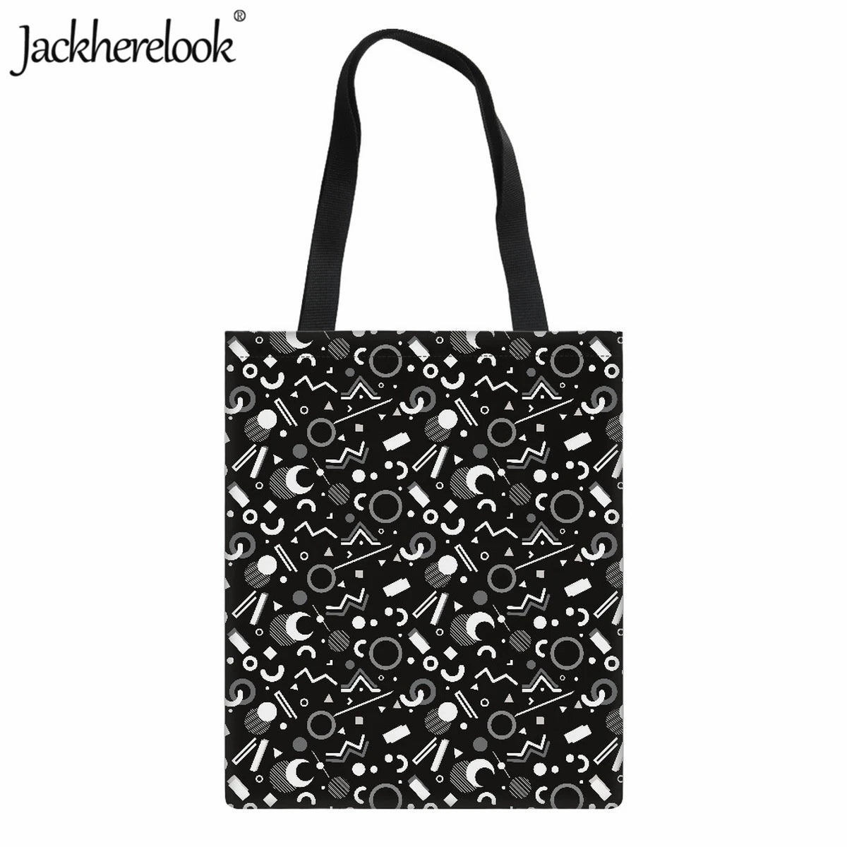 Geometric Print Shoulder Bag Women's Handbag Canvas Travel Tote