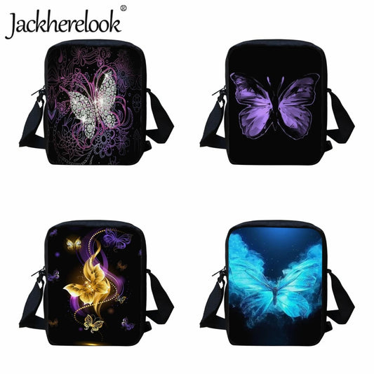Jackherelook Girl's Crossbody Bag Butterfly Pattern Schoolbag