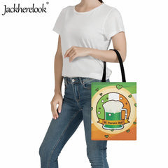 Jackherelook St. Patrick's Shoulder Bag Women Canvas Casual Travel Shopping Bag