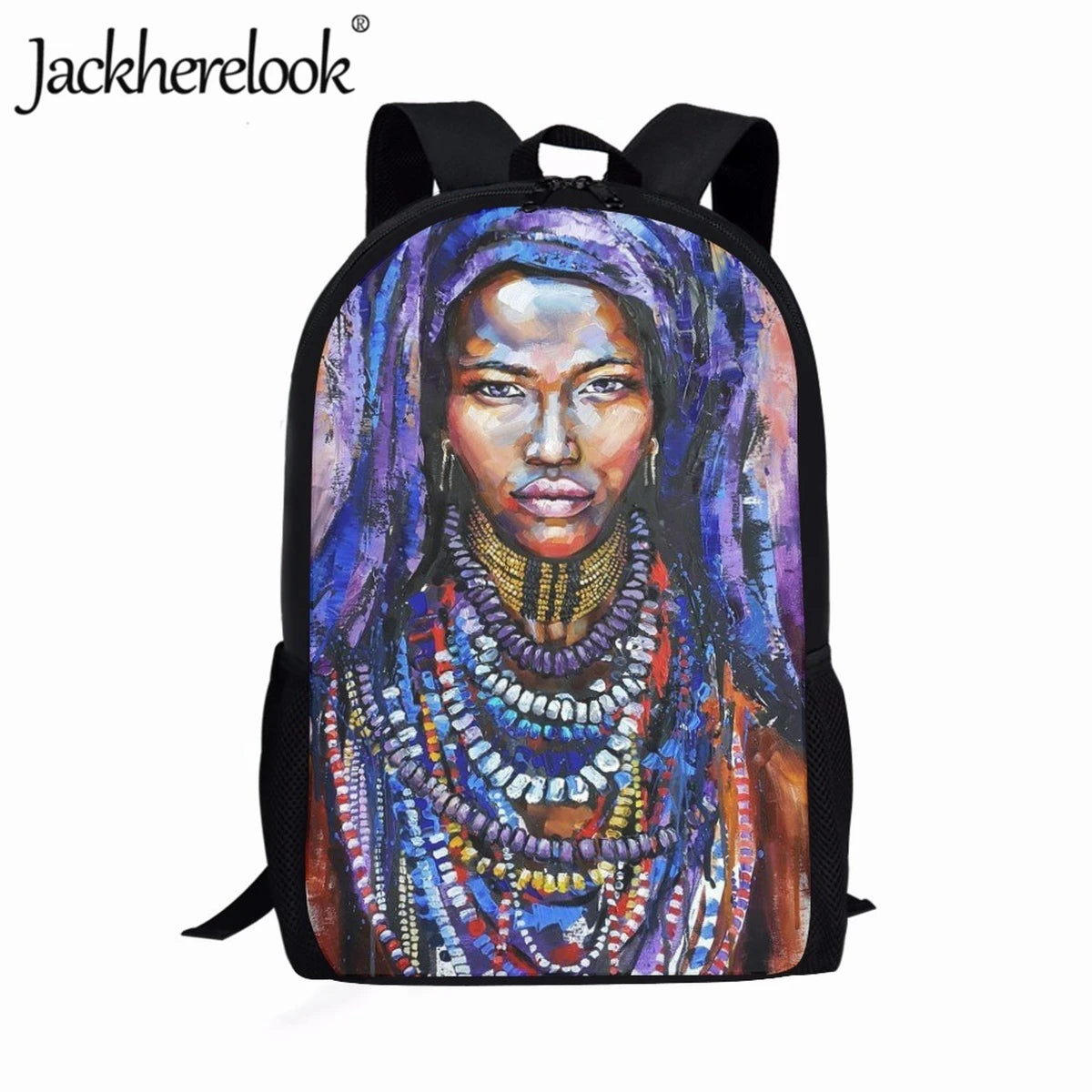 Tribal Female Pattern Art Oil Painting School Bag Teen Backpack