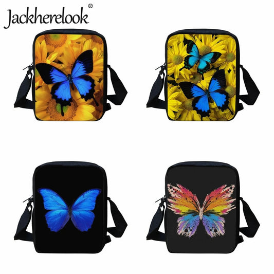 Jackherelook Sunflower Butterfly Pattern Girl's Crossbody Bag