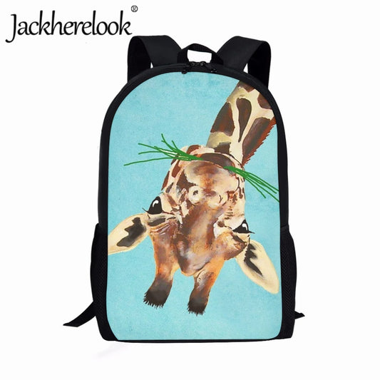 Jackherelook School Children Schoolbags Animal Illustration Giraffe