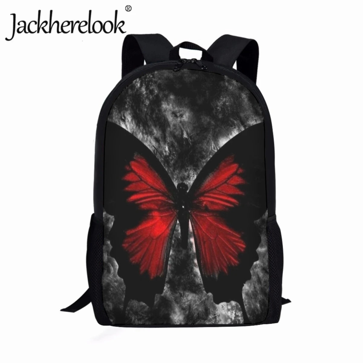 Dark Gothic Rose Butterfly Pattern Schoolbags for Teens, Boys and Girls