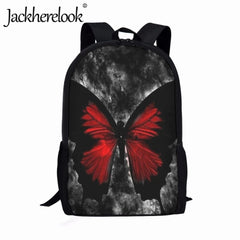 Dark Gothic Rose Butterfly Pattern Schoolbags for Teens, Boys and Girls
