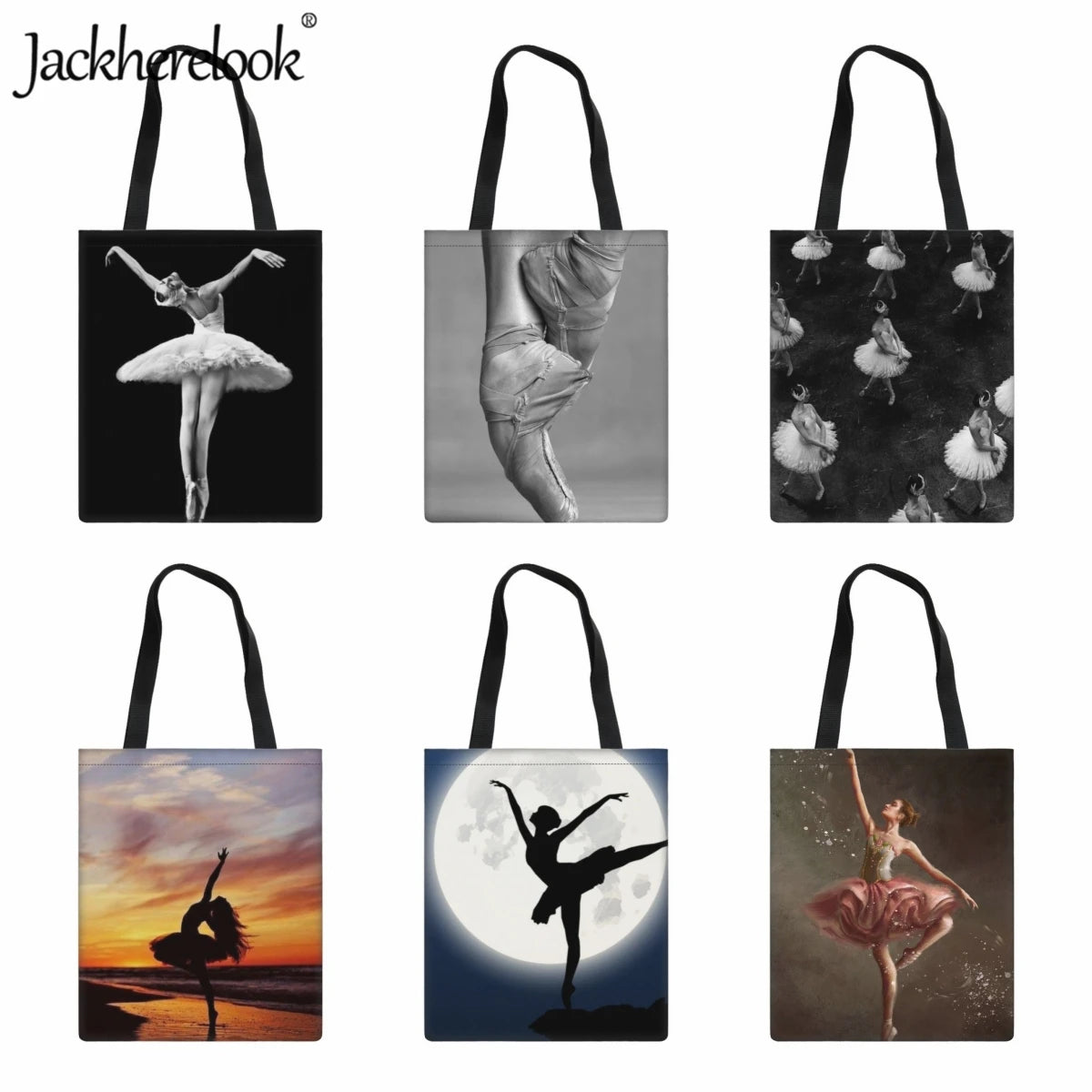 Ballet Dancer Pattern Shoulder Bag Classic Canvas Cloth Bag