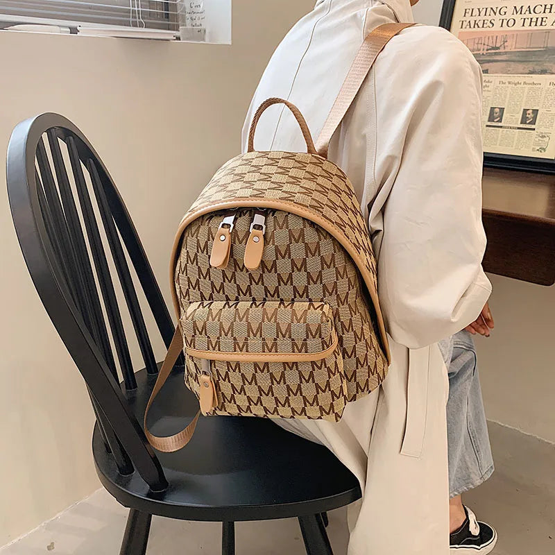 Jacquard Canvas Small Backpack for Women Girls Students