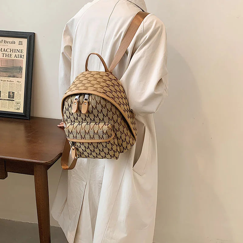 Jacquard Canvas Small Backpack for Women Girls Students