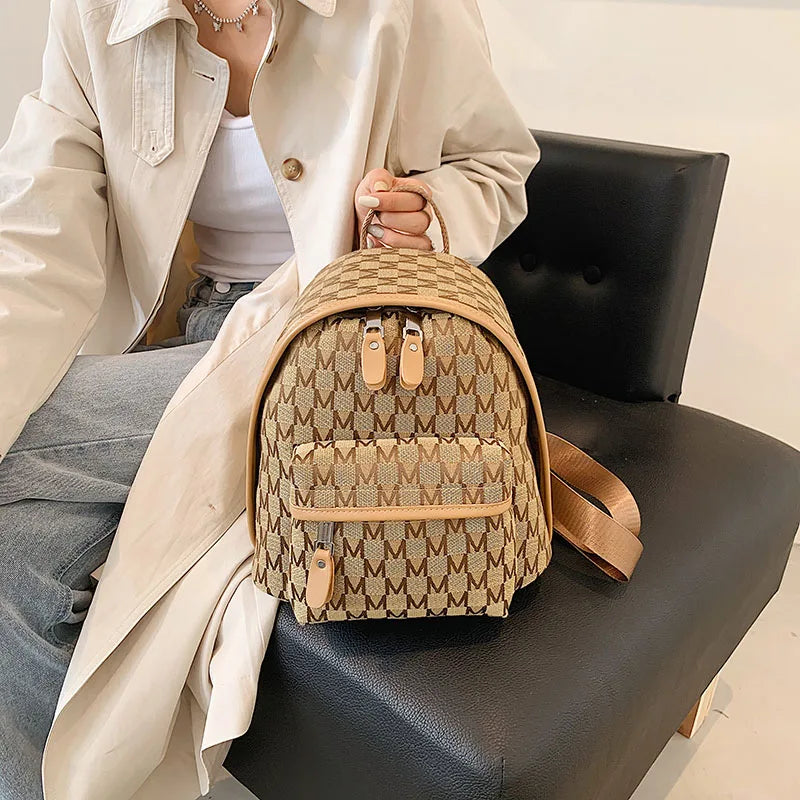 Jacquard Canvas Small Backpack for Women Girls Students