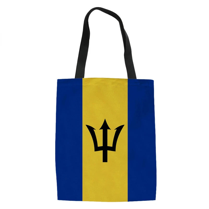 Jamaica Flag Ladies Folding Shopping Bag Tote Bag Canvas Shoulder Bag