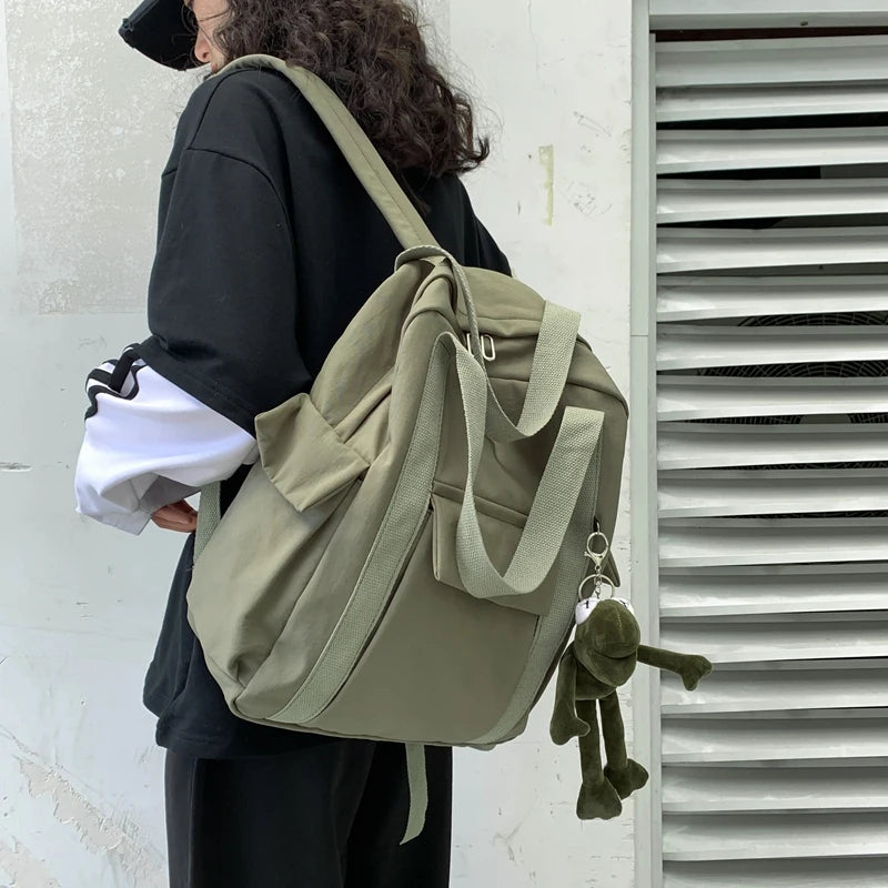 Waterproof Solid Women'S Backpack School Bag For Teenage Girl