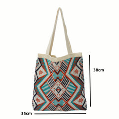 Jamhoo Knitting Shoulder Bag Boho Style Tote Top-handle Handbag