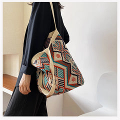 Jamhoo Knitting Shoulder Bag Boho Style Tote Top-handle Handbag