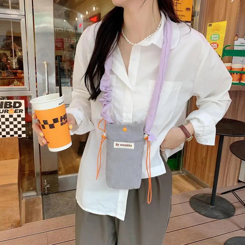 Corduroy Shoulder Messenger Bag Women Crossbody Mini Handbag