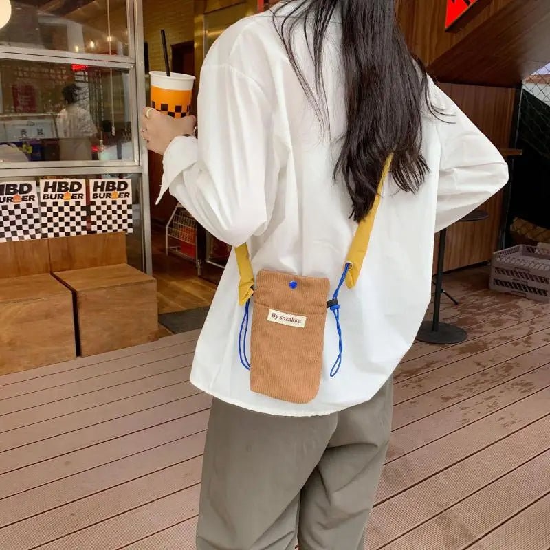 Corduroy Shoulder Messenger Bag Women Crossbody Mini Handbag